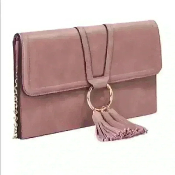 NWT!!! INC Jeenn fold over clutch bag/shoulder bag - Mauve/Dusty Pink Color - Picture 2 of 11